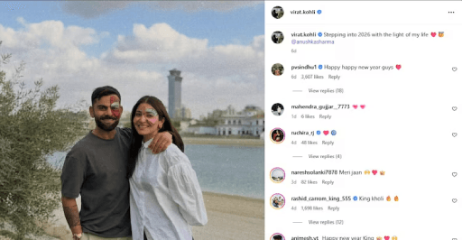 Virat Kohli and Anuskha Sharma instagram snap